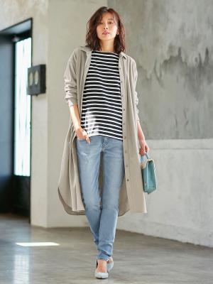 マタニティ パンツ|【産前産後対応】【あったか】裏起毛デニムスキニーパンツ（裏フェルトタッチ ）【出産後も長く使える】|ライトブルー