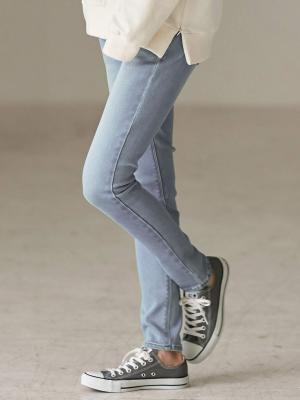 【産前産後対応】【あったか】裏起毛デニムスキニーパンツ（裏フェルトタッチ ）【出産後も長く使える】29583