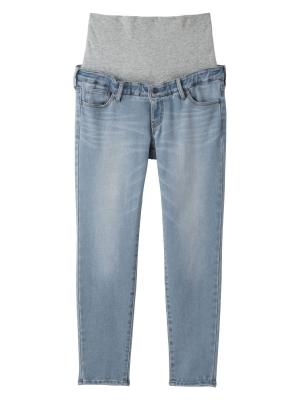 マタニティ パンツ|【産前産後対応】【あったか】裏フェルトタッチデニムテーパードパンツ【出産後も長く使える】|ライトブルー