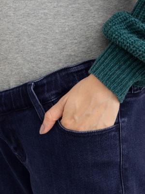 マタニティ パンツ|【産前産後対応】【あったか】裏フェルトタッチデニムテーパードパンツ【出産後も長く使える】