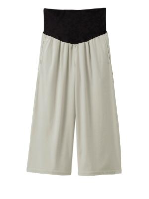 アウトレット|【産前産後対応】【2レングス展開】ウールライクタックワイドパンツ【出産後も長く使える】|アイスグレー60丈