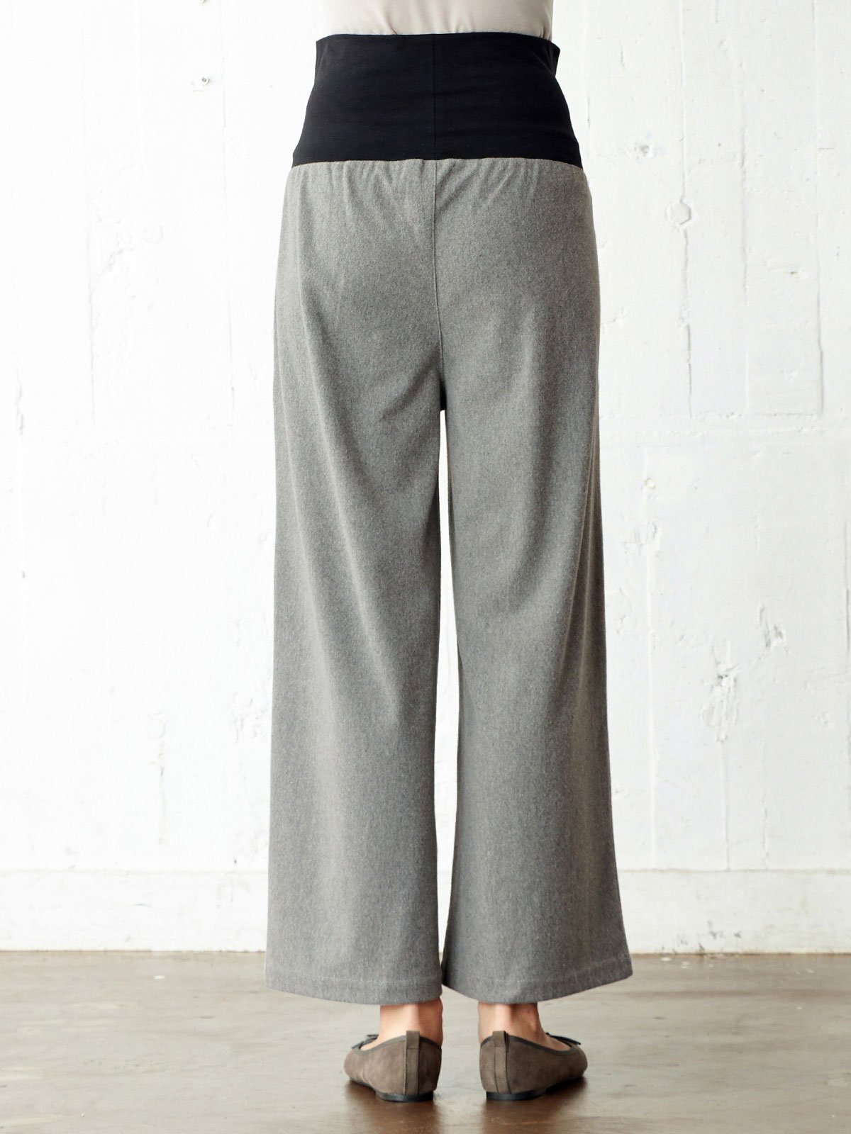アウトレット|【産前産後対応】【2レングス展開】ウールライクタックワイドパンツ【出産後も長く使える】