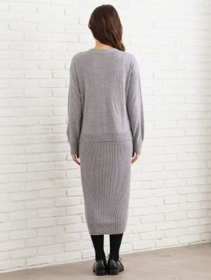 マタニティ ワンピース|【アンチピリング加工】天竺ニット×リブニットVネックレイヤードワンピース　マタニティ・授乳服