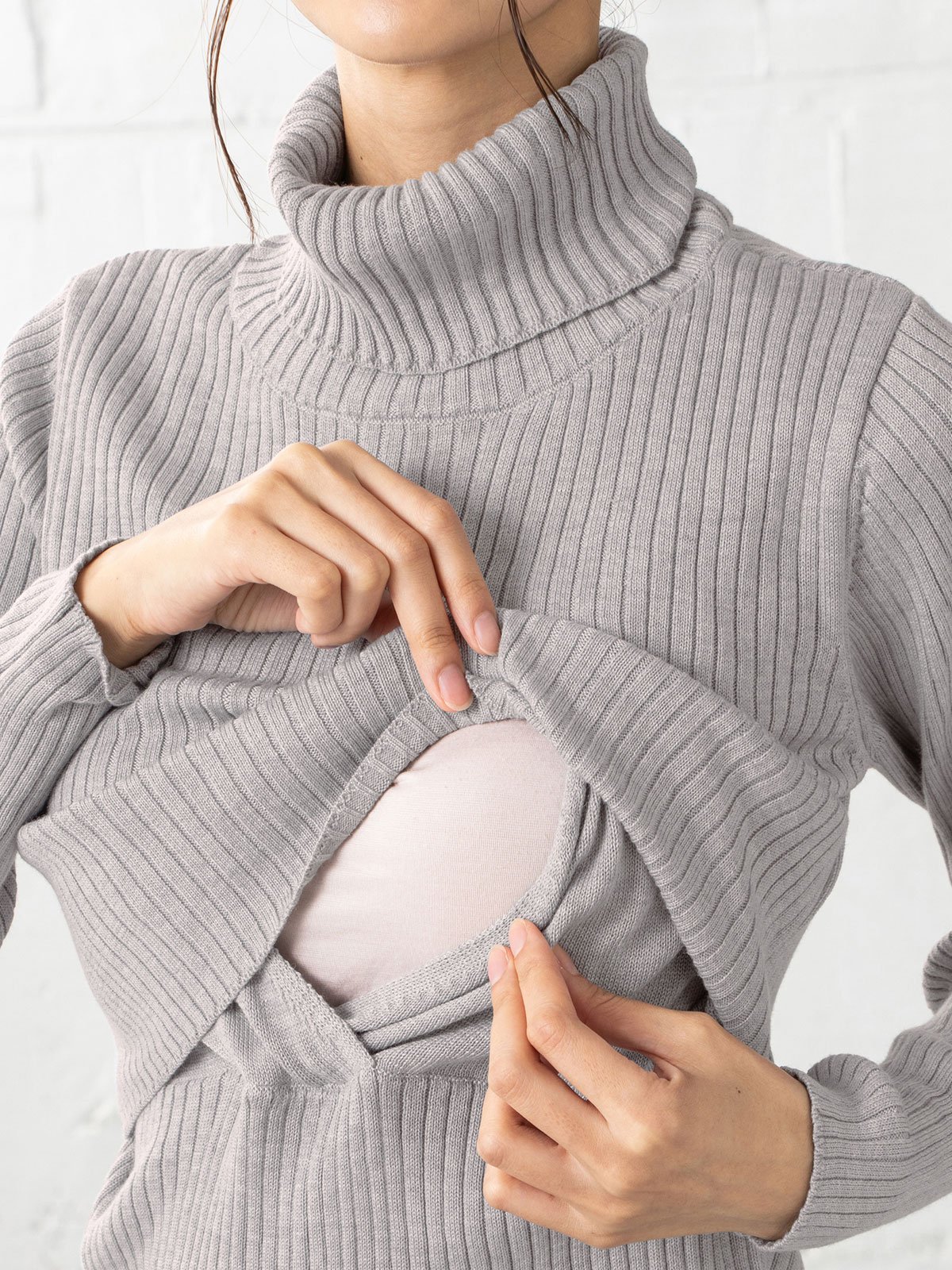 マタニティ トップス|リブタートルニット マタニティ・授乳服【出産後も長く使える】