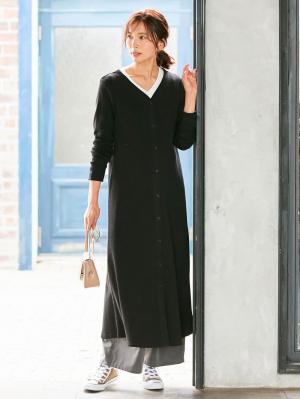 【2WAY】【親子コーデ可】サーマル前後2WAYロングカーディガンワンピース　マタニティ・授乳服【出産後も長く使える】29597