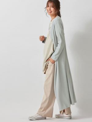 【2WAY】【親子コーデ可】サーマル前後2WAYロングカーディガンワンピース　マタニティ・授乳服【出産後も長く使える】