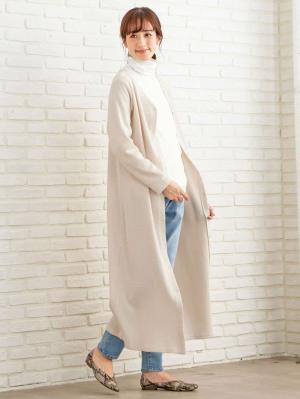 マタニティ ワンピース|【2WAY】【親子コーデ可】サーマル前後2WAYロングカーディガンワンピース　マタニティ・授乳服【出産後も長く使える】