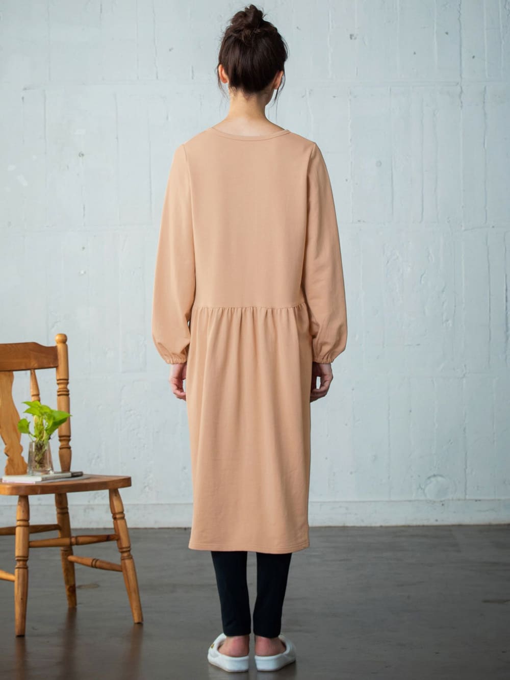 マタニティ パジャマ・ルームウェア|【授乳しやすい】【あったか】【産前産後】ミニ裏毛裏起毛リボンポケットワンピ＆レギンスセットパジャマ