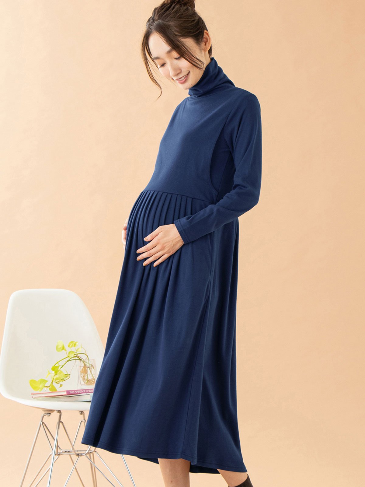授乳口付】やわらかスムース タートルネックリラックスワンピース アウトレット(品番：29603) ｜マタニティウェア・授乳服通販｜ エンジェリーベ  公式