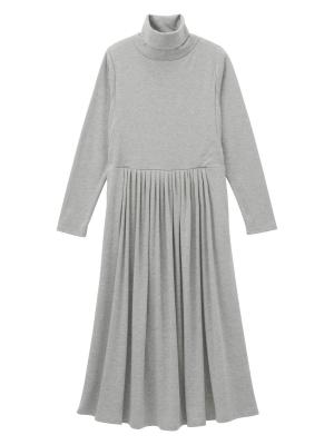 【授乳口付】やわらかスムース タートルネックリラックスワンピース 29603