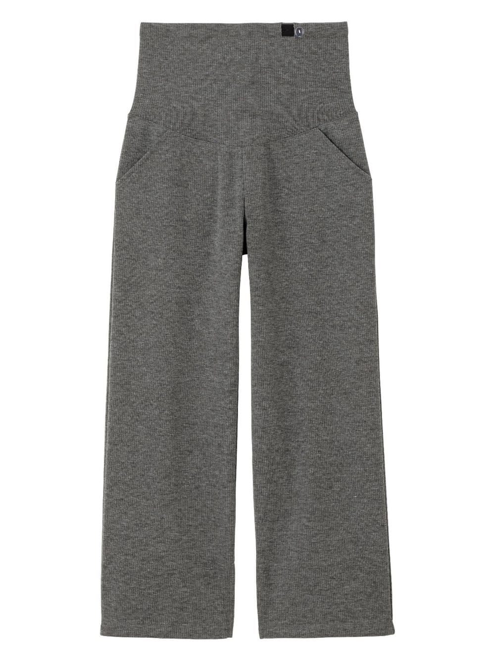 マタニティ パンツ|【産前産後対応】【極暖】リブ裏シャギーワイドパンツ【出産後も長く使える】|杢チャコール