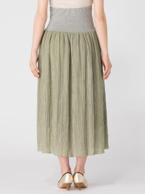 マタニティ スカート|ain（アイン）メッシュ裏地【接触冷感】クリンクルワッシャーロングスカート【出産後も長く使える】