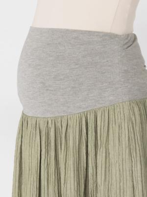 マタニティ スカート|ain（アイン）メッシュ裏地【接触冷感】クリンクルワッシャーロングスカート【出産後も長く使える】