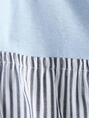 マタニティ パジャマ・ルームウェア|mutti ei(ムッティアイ)【授乳しやすい】天竺×平織ストライプパジャマ