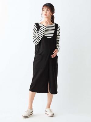 マタニティ ワンピース|ain(アイン)ミニ裏毛ジャンスカフェイクワンピース マタニティ・授乳服【出産後も長く使える】|モカ