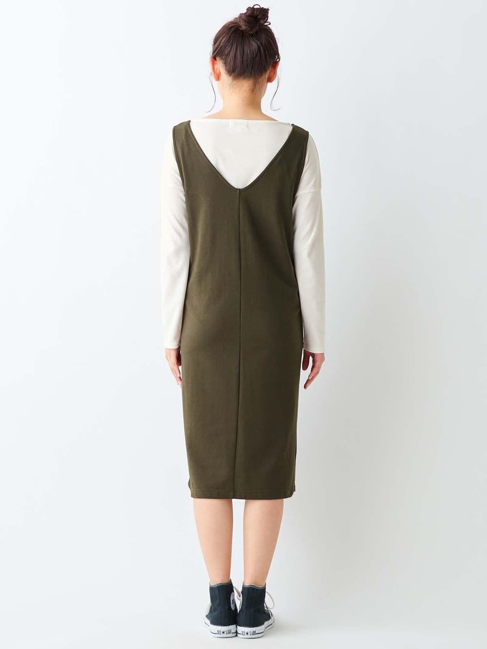 マタニティ ワンピース|ain(アイン)ミニ裏毛ジャンスカフェイクワンピース マタニティ・授乳服【出産後も長く使える】