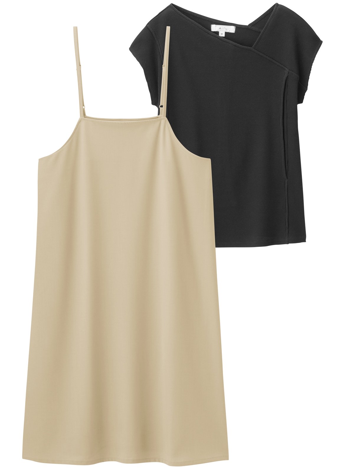 マタニティ ワンピース|ain（アイン）【セット】ジャンスカトップスセット　マタニティ・授乳服【出産後も長く使える】|ベージュ