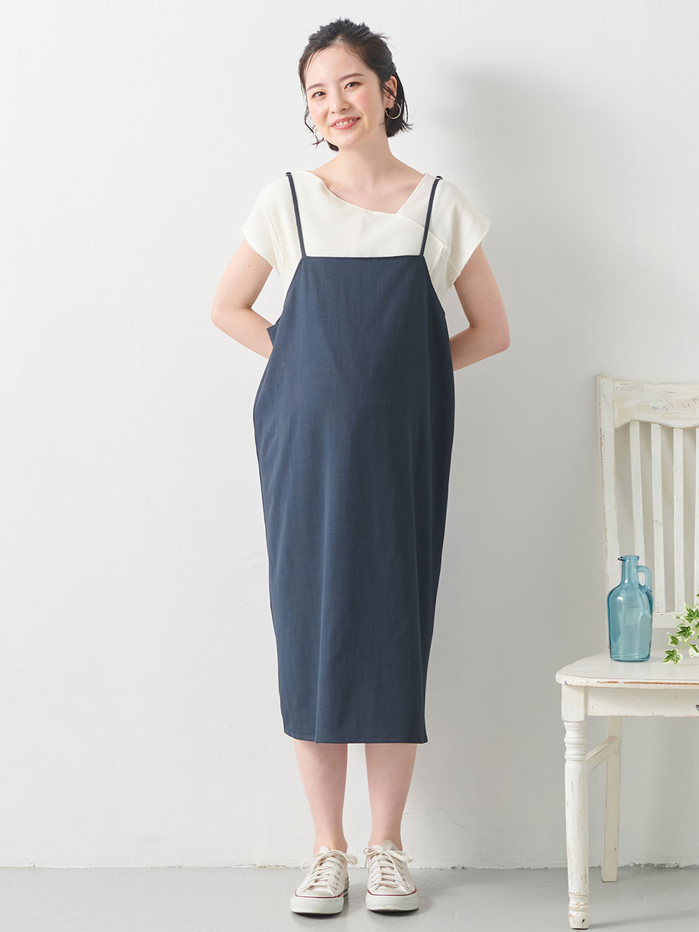 マタニティ ワンピース|ain（アイン）【セット】ジャンスカトップスセット　マタニティ・授乳服【出産後も長く使える】