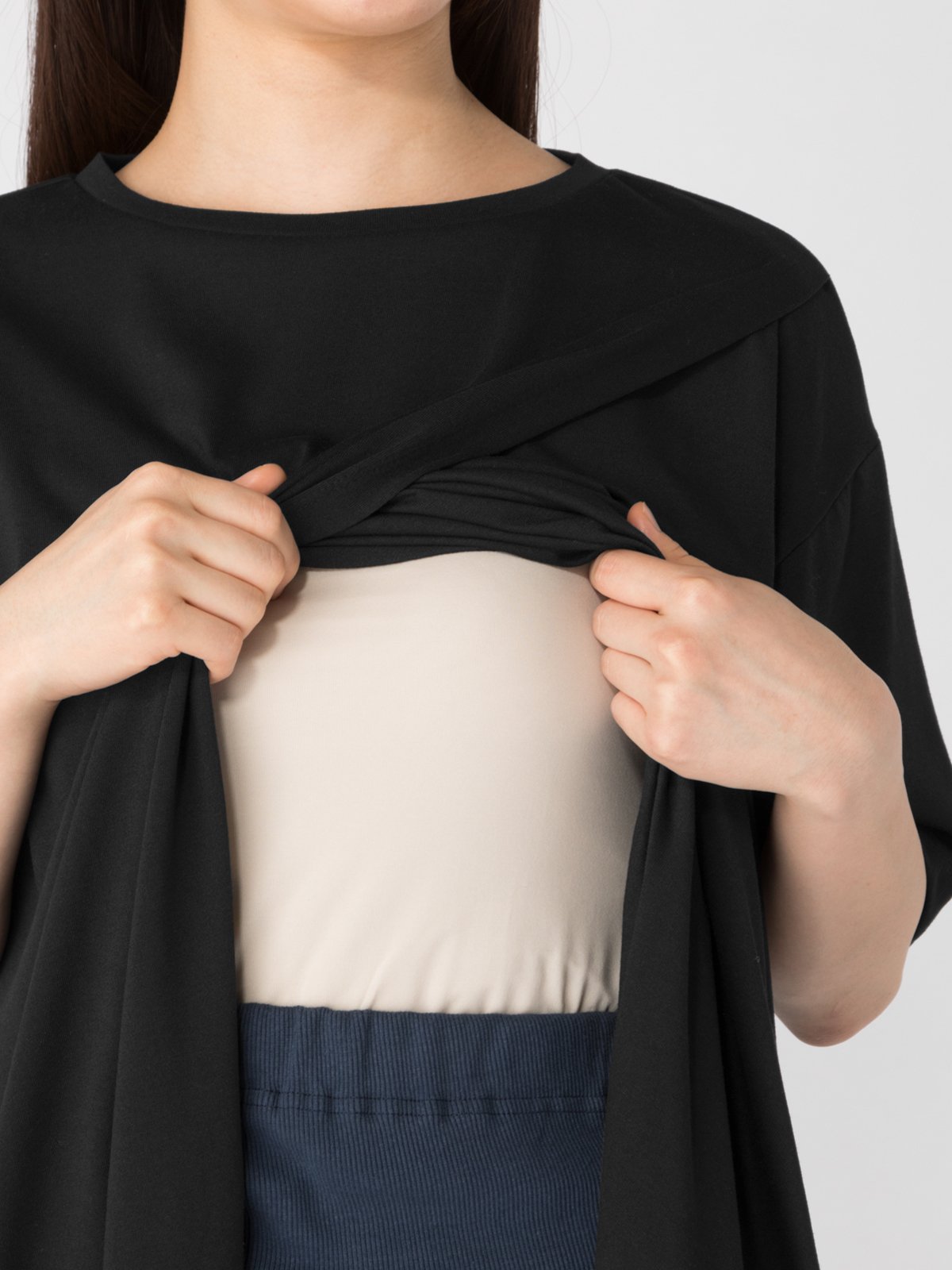 マタニティ ワンピース|ain(アイン)フロントスリットTチュニック マタニティ・授乳服【出産後も長く使える】