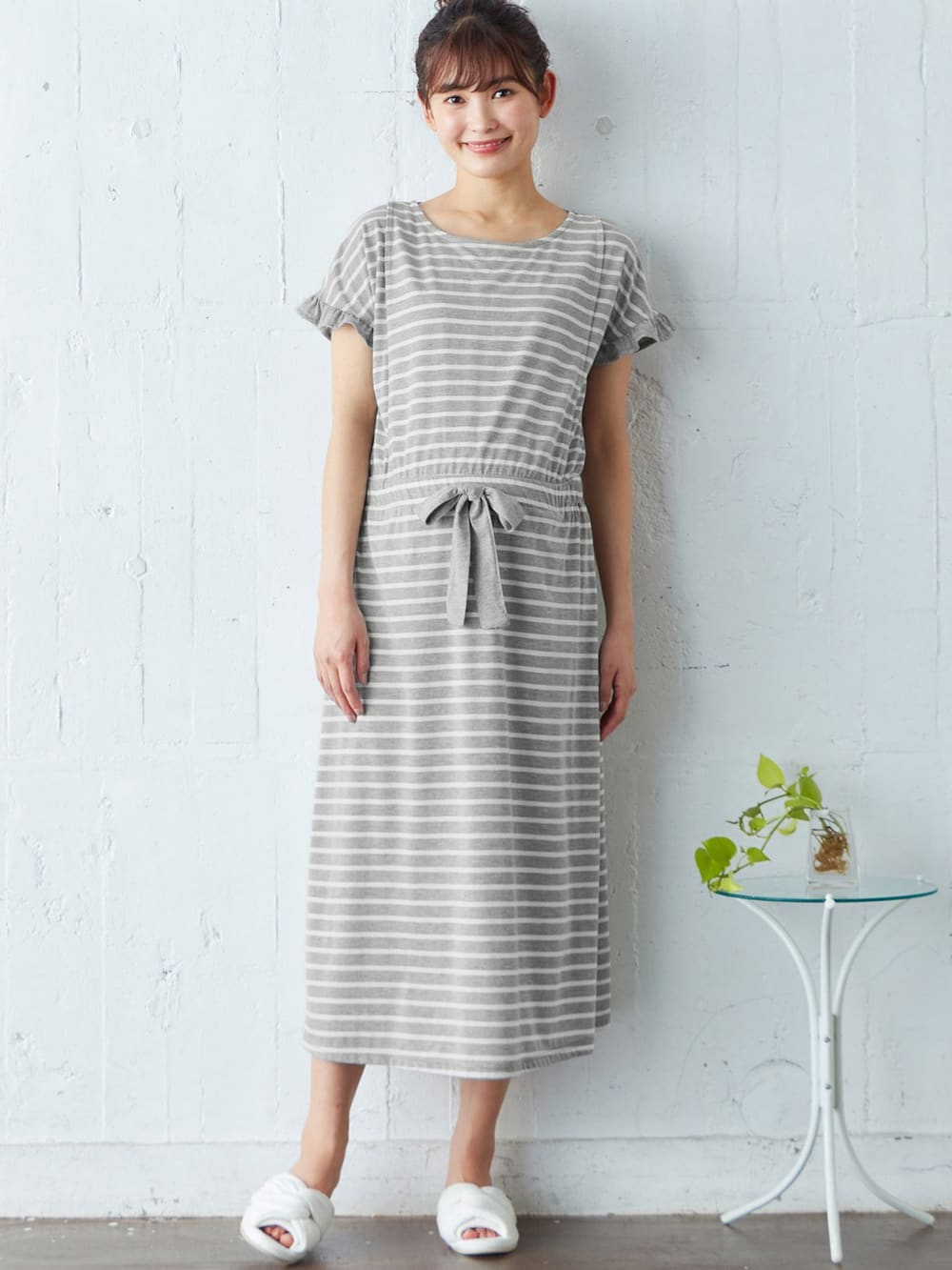 マタニティ パジャマ ルームウェア 部屋着 Mutti Ei 授乳口付 天竺ボーダールームワンピ マタニティウェア 授乳服通販 エンジェリーベ 公式