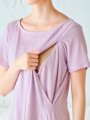 マタニティ パジャマ・ルームウェア|【授乳口付】パイル半袖ネグリジェ