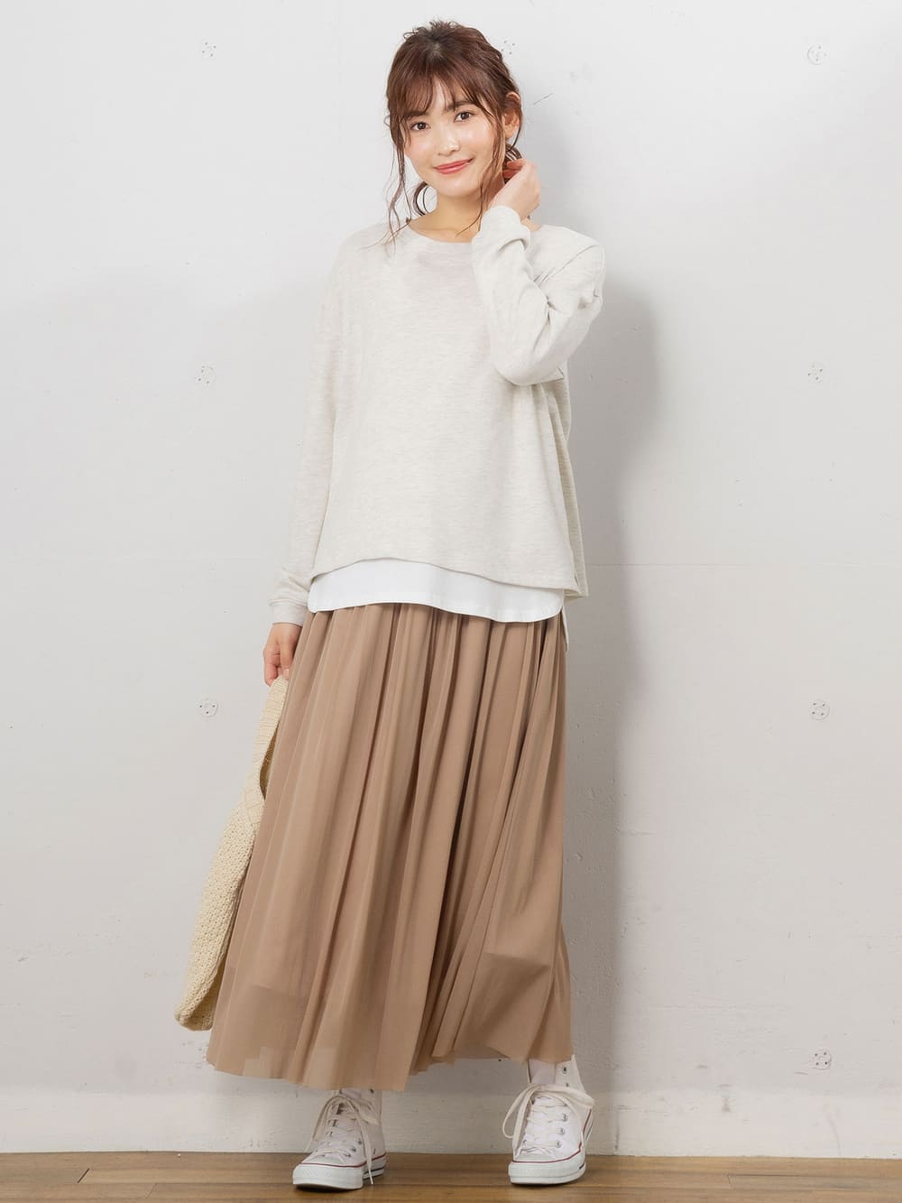 通販 チュールロングスカート 妊婦さん マタニティ服にも Xl カーキ スカート Labelians Fr