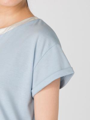 マタニティ パジャマ・ルームウェア|【授乳しやすい】サテン衿切り替えスムースパジャマ