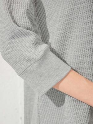 マタニティ トップス|ワッフル裾アシメ七分袖トップス マタニティ・授乳服【出産後も長く使える】