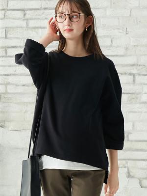 マタニティ トップス|ミニ裏毛六分袖プルオーバー マタニティ・授乳服【出産後も長く使える】|ブラック