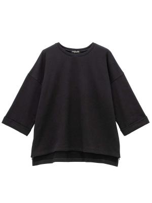 マタニティ トップス|ミニ裏毛六分袖プルオーバー マタニティ・授乳服【出産後も長く使える】|ブラック