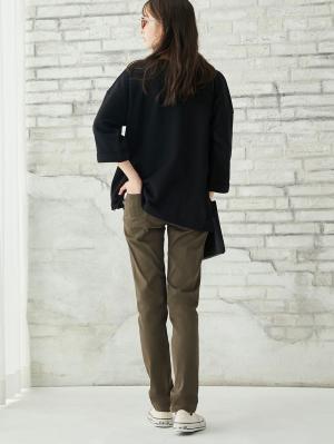 マタニティ トップス|ミニ裏毛六分袖プルオーバー マタニティ・授乳服【出産後も長く使える】|ブラック