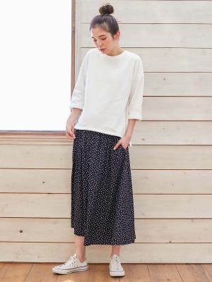 マタニティ トップス|ミニ裏毛六分袖プルオーバー マタニティ・授乳服【出産後も長く使える】|オフホワイト