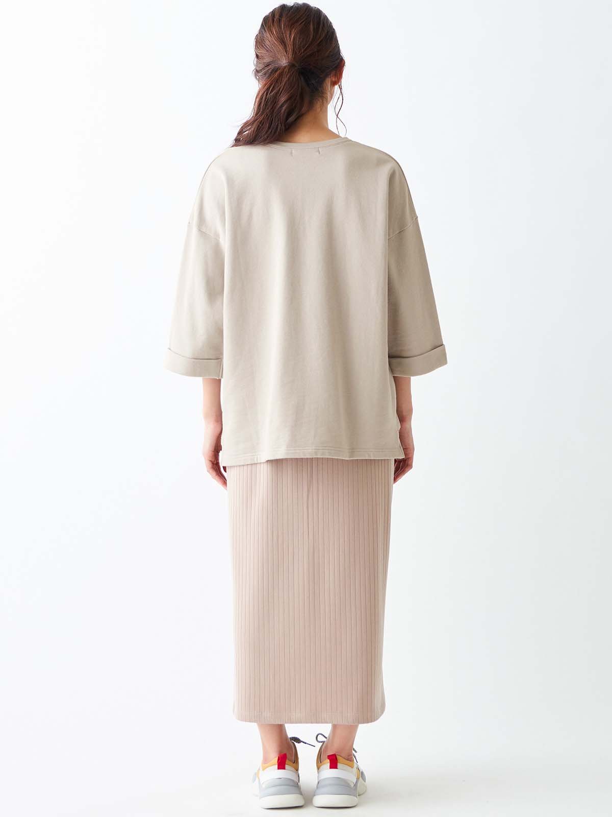 マタニティ トップス|ミニ裏毛六分袖プルオーバー マタニティ・授乳服【出産後も長く使える】|ベージュ