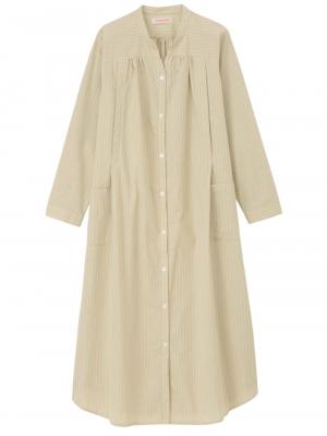 マタニティ パジャマ・ルームウェア|【授乳口付】コットンストライプネグリジェ|ベージュ