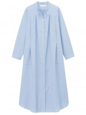 マタニティ パジャマ・ルームウェア|【授乳口付】コットンストライプネグリジェ|ブルー