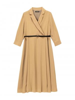 【MAX55%OFF ブラックフライデーセール対象】ベルト付きカシュクール風ワンピース　マタニティ・授乳服【出産後も長く使える】29674