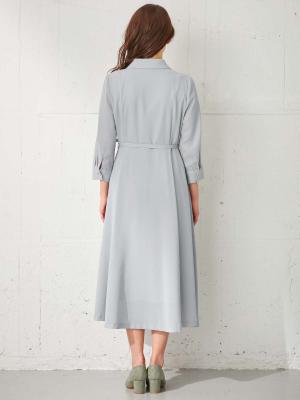 マタニティ ワンピース|ベルト付きカシュクール風ワンピース　マタニティ・授乳服【出産後も長く使える】