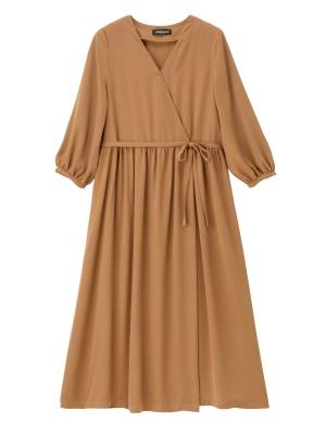 美品✨ミシェルボードウイン リネン ワンピース カシュクール 2way ロング カシュクール2WAYロングワンピース マタニティ・授乳服【出産後