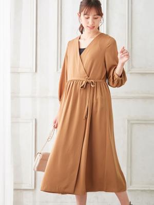 カシュクール２WAYロングワンピース　マタニティ・授乳服【出産後も長く使える】29676