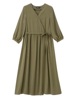 カシュクール２WAYロングワンピース　マタニティ・授乳服【出産後も長く使える】29676