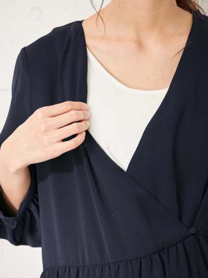 マタニティ ワンピース|カシュクール2WAYロングワンピース マタニティ・授乳服【出産後も長く使える】