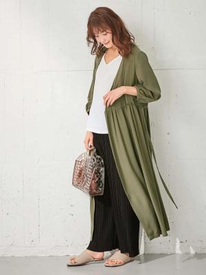マタニティ ワンピース|カシュクール2WAYロングワンピース マタニティ・授乳服【出産後も長く使える】|カーキ