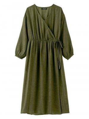 マタニティ ワンピース|2WAYワッシャーガーゼカシュクールワンピース　マタニティ・授乳服【出産後も長く使える】|カーキ