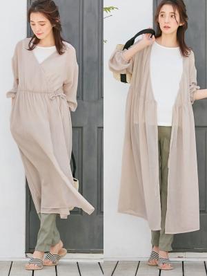 マタニティ ワンピース|2WAYワッシャーガーゼカシュクールワンピース　マタニティ・授乳服【出産後も長く使える】|ベージュ