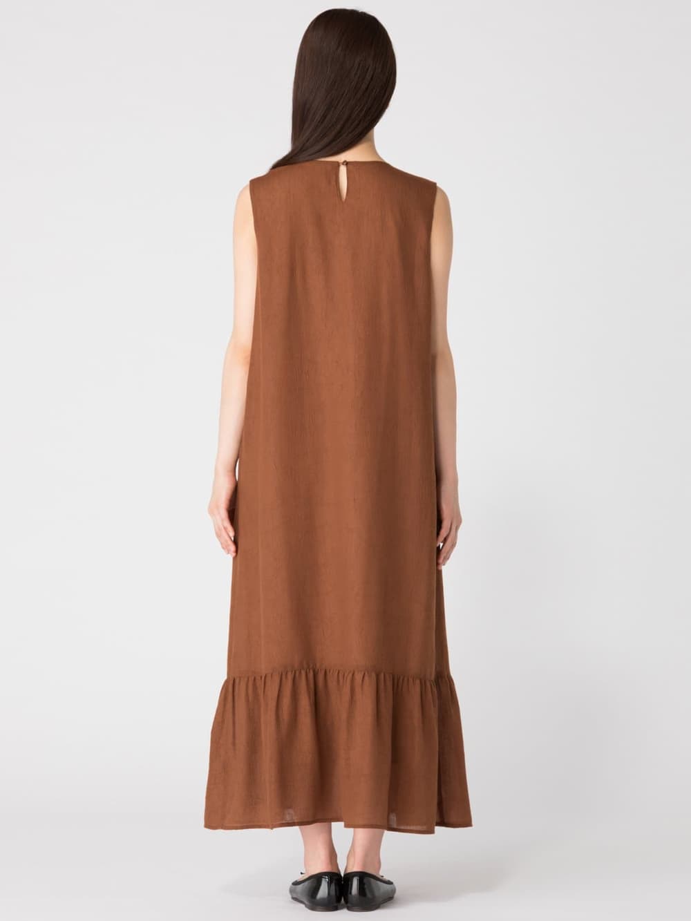 マタニティ ワンピース|ワッシャーガーゼ裾ティアードワンピース マタニティ・授乳服【出産後も長く使える】|ブラウン