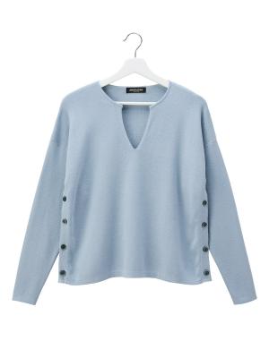 【MAX55%OFF ブラックフライデーセール対象】サイドボタンキーネックニット　マタニティ・授乳服【出産後も長く使える】 29680