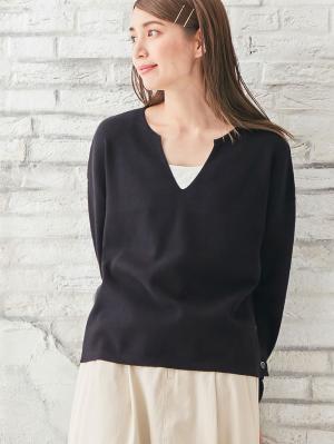 サイドボタンキーネックニット　マタニティ・授乳服【出産後も長く使える】29680