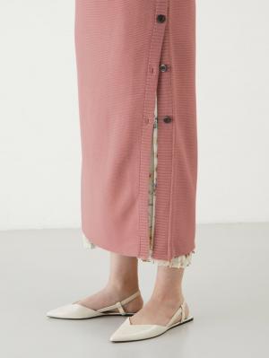 マタニティ ワンピース|サイドボタンボートネックニットワンピース　マタニティ・授乳服【出産後も長く使える】