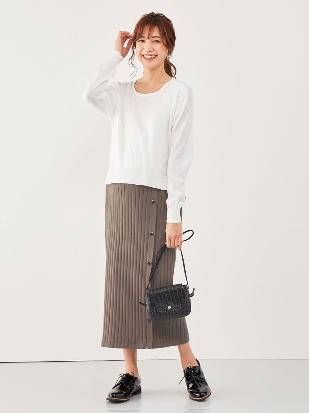 マタニティ ワンピース 授乳口付 レイヤード風ニットワンピース マタニティウェア 授乳服通販 エンジェリーベ 公式