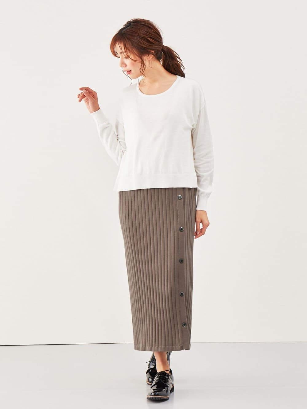 マタニティ ワンピース 授乳口付 レイヤード風ニットワンピース マタニティウェア 授乳服通販 エンジェリーベ 公式